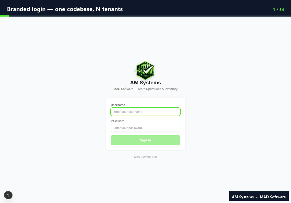 AM Systems — Store Operations & Inventory System walkthrough